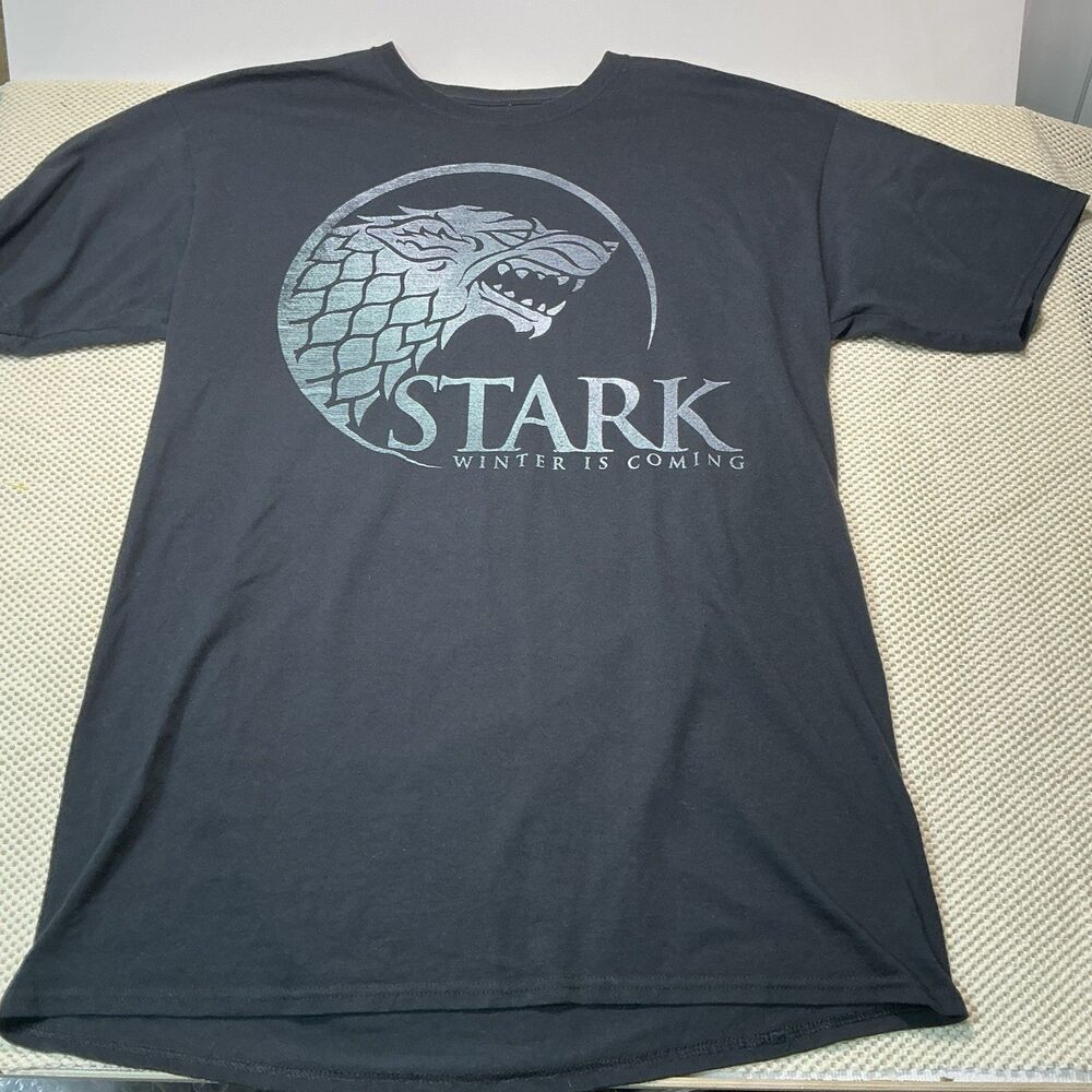 Game of Thrones Men’s 2XL Tall T Shirt House Stark Winter Is Coming HBO Black